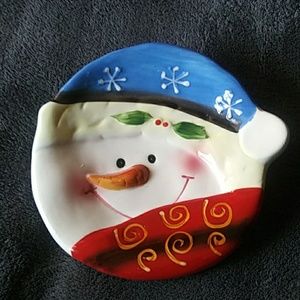 Ceramic Christmas Snowman Dish
